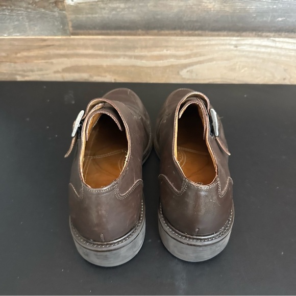 BASS Monk Strap Moc Toe Leather Upper Rubber Sole Cushioned Insole Italy 10 Wide - Picture 3 of 9